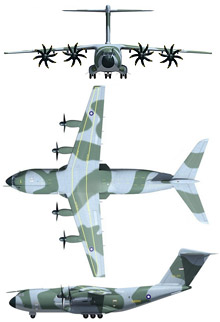 Plan 3 vues du Airbus Military A400M