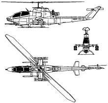 Plan 3 vues du Bell AH-1 HueyCobra