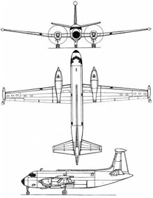 Plan 3 vues du Dassault-Breguet Br.1150 Atlantique