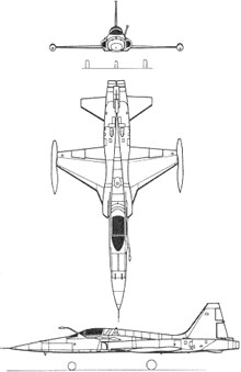 Plan 3 vues du Northrop F-5 Tiger II