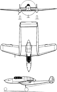 Plan 3 vues du Saab J21