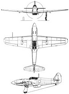 Plan 3 vues du Kawasaki Ki-61 Hien 'Tony'