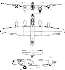 Plan 3 vues du Avro Lancaster