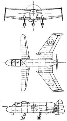 Plan 3 vues du Miles M.35/M.39 Libellula