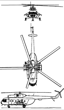 Plan 3 vues du Mil Mi-8 'Hip'