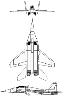 Plan 3 vues du Mikoyan MiG-29 'Fulcrum'