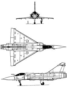 Plan 3 vues du Dassault Aviation Mirage 2000