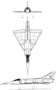 Plan 3 vues du Dassault Mirage 5/50