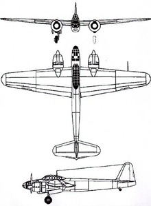Plan 3 vues du Yokosuka P1Y Ginga 'Frances'