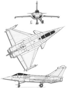 Plan 3 vues du Dassault Aviation Rafale