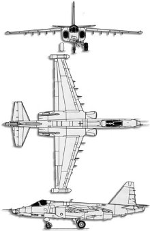 Plan 3 vues du Sukhoï Su-25 Scorpion 'Frogfoot'