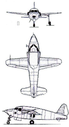 Plan 3 vues du Sud-Ouest SO.6000 Triton