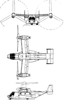 Plan 3 vues du Bell-Boeing V-22 Osprey
