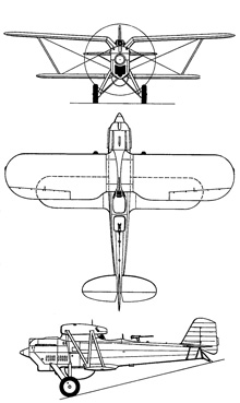 Plan 3 vues du Berliner-Joyce PB-1 / P-16