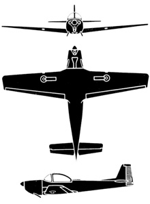 Plan 3 vues du Piaggio P.149