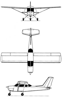 Plan 3 vues du Neiva U-42/C-42 Regente