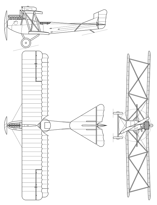 Plan 3 vues du Hansa-Brandenburg C.I