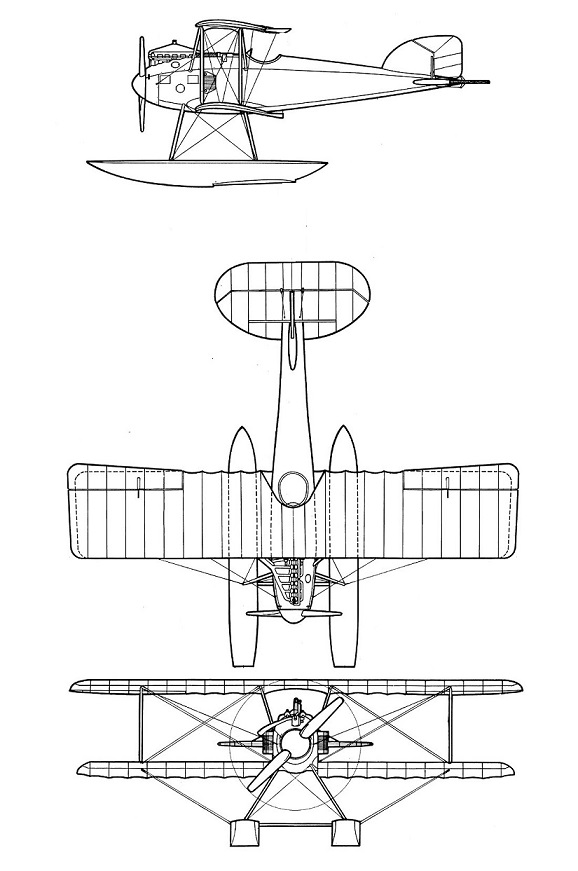 Plan 3 vues du Albatros W.IV