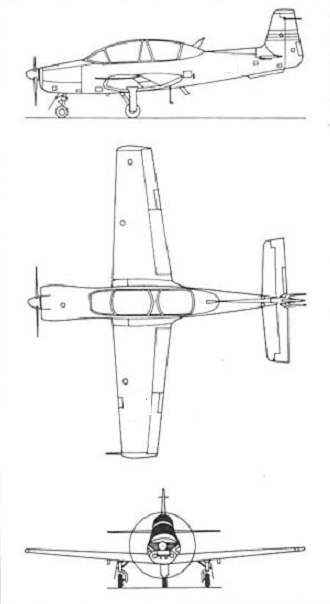 Plan 3 vues du UTVA Lasta 95