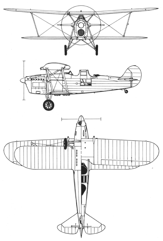 Plan 3 vues du Meridionali Ro.37