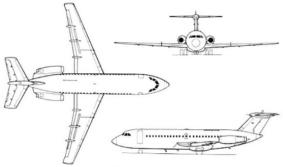 Plan 3 vues du BAC 1-11