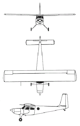 Plan 3 vues du Helio U-10 Courier