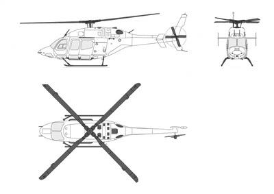 Plan 3 vues du Bell 429 Global Ranger