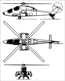 Plan 3 vues du Agusta A-129 Mangusta