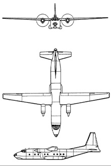 Plan 3 vues du Antonov An-8 ‘Camp’