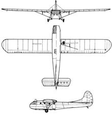 Plan 3 vues du Waco CG-4 Hadrian