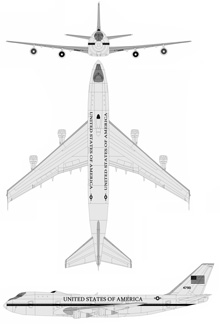 Plan 3 vues du Boeing E-4 Nightwatch