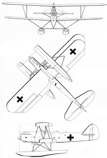 Plan 3 vues du Heinkel He 42