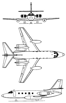 Plan 3 vues du Lockheed C-140 Jetstar