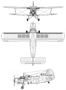 Plan 3 vues du Antonov An-6 'Meteo'
