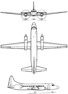 Plan 3 vues du Canadair CC-109 Cosmopolitan