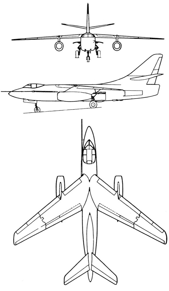 Plan 3 vues du Douglas KA-3 / EKA-3 Skywarrior