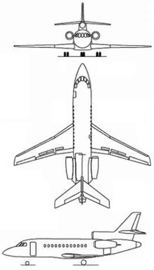 Plan 3 vues du Dassault Aviation Falcon 900