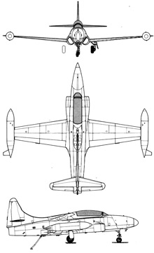 Plan 3 vues du Lockheed T2V / T-1A Seastar