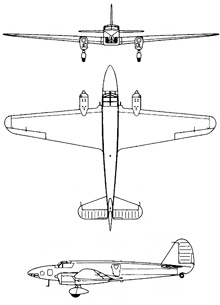 Plan 3 vues du Caproni Bergamaschi Ca.309 Ghibli