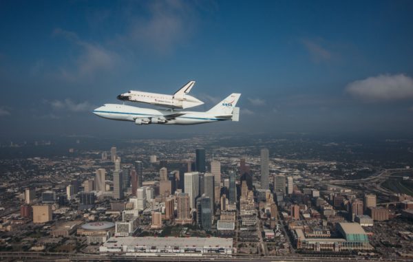 En vol au-dessus de Houston au Texas.