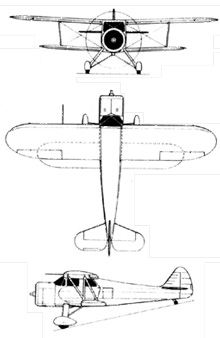 Plan 3 vues du Waco UC-72 / J2W