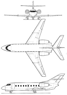 Plan 3 vues du Dassault Falcon 30