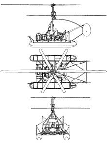 Plan 3 vues du Kamov Ka-10 ‘Hat’