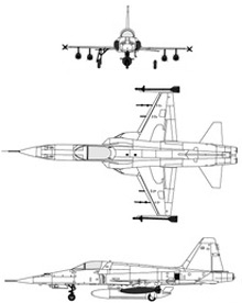 Plan 3 vues du Northrop F-5E/F Tiger II