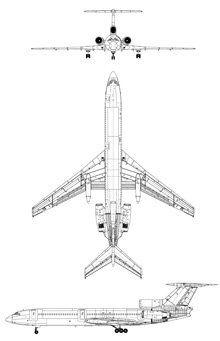 Plan 3 vues du Tupolev Tu-154 ‘Careless’