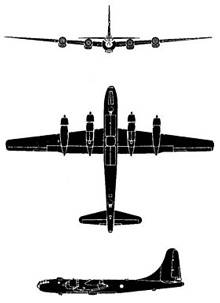 Plan 3 vues du Boeing B-50 / RB-50 Superfortress