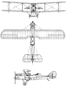 Plan 3 vues du Airco D.H.9