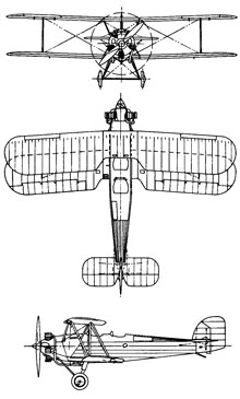 Plan 3 vues du Hawker Tomtit