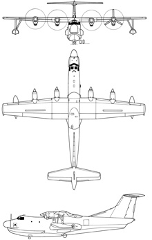 Plan 3 vues du Shin Meiwa PS-1 / US-1