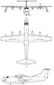 Plan 3 vues du Shin Meiwa PS-1 / US-1